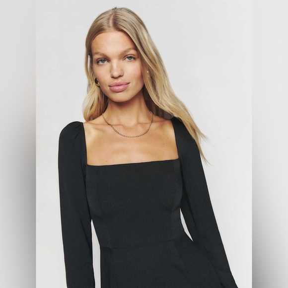 New! Reformation Sigmund Black High Slit Dress 🖤 size 4 - Picture 3 of 13